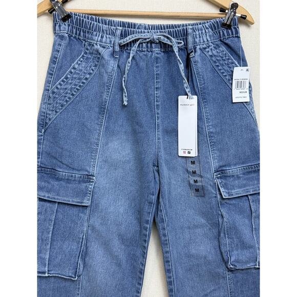 NWT Madden Girl Skater Jeans Sz M Baggy Elastic Drawstring Waist Streetwear - Picture 2 of 13